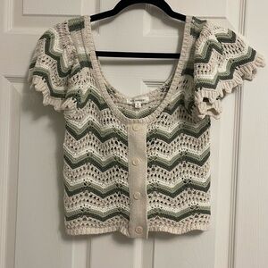 Cottagecore Blu Pepper Cream and Green Knit Sweater Tee